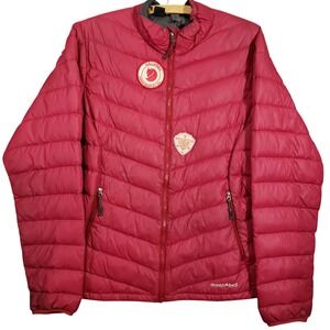 Mont-Bell Goose Down Puffer Jacket Womens Large Red Full Zip Insulated Outdoor